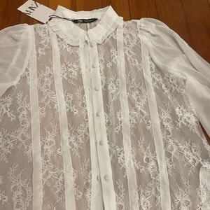 Zara long sleeve lace blouse
